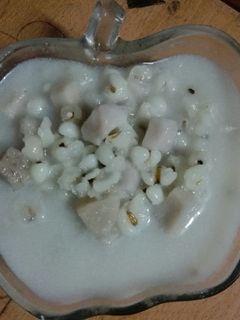 รูปของ ลูกเดือยบวดใส่เผือกหอม #มนต์รักขนมไทย