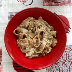 A picture of Whole-wheat salmon pasta.