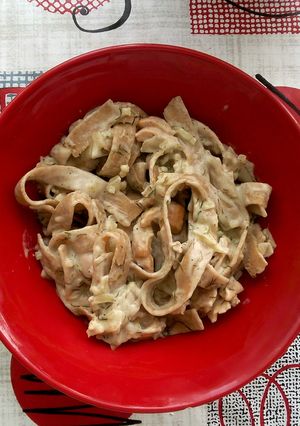 A picture of Whole-wheat salmon pasta.
