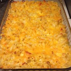 A picture of My Family's Favorite Baked Macaroni And Cheese.