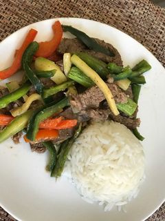 A picture of Beef Fajitas with Vegetables.