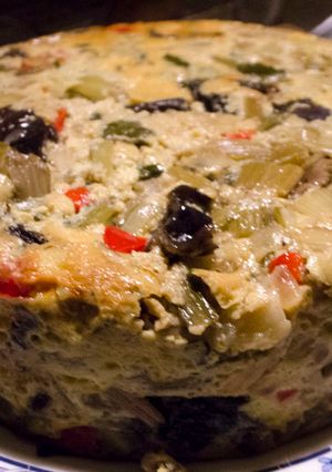Una foto de Budín de acelga y hongos secos
