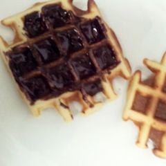 A picture of home made waffles.