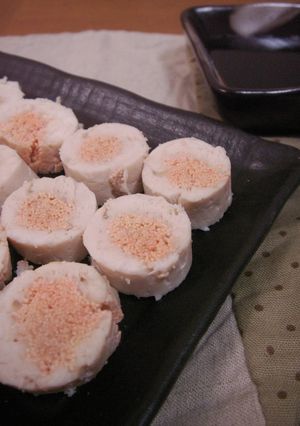 A picture of Microwaved Really Easy Chicken Tenders Stuffed With Mentaiko.