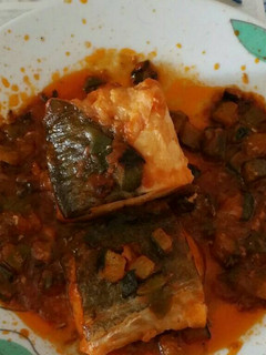 Una foto de Bacalao con pisto