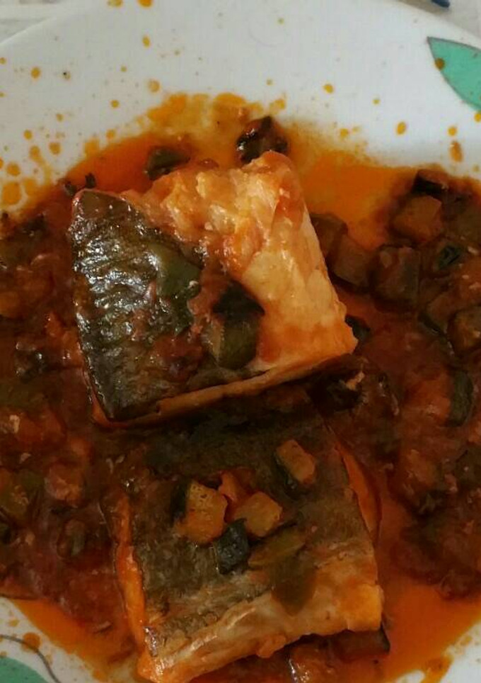 Una foto de Bacalao con pisto