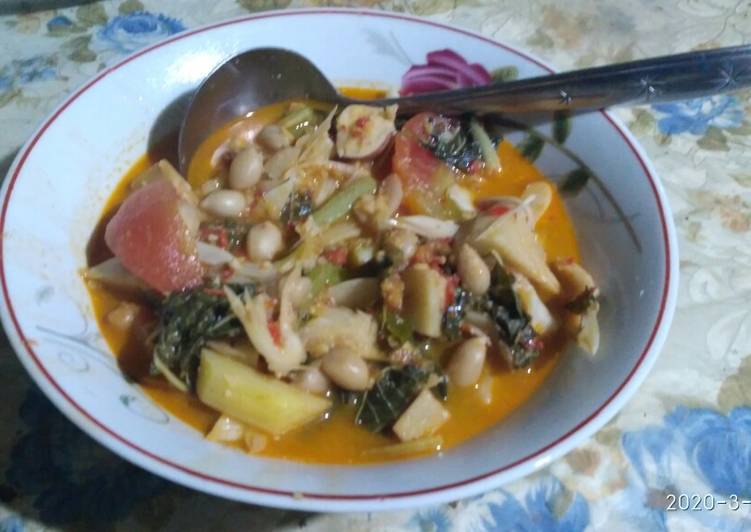 Cara memasak Nangka dan kacang tanah plus bayam ijo dimasak sayur asem gurih
