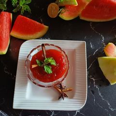 Watermelon rind jam (Tarmujer khoshar Jam) A picture of Watermelon rind jam (Tarmujer khoshar Jam).