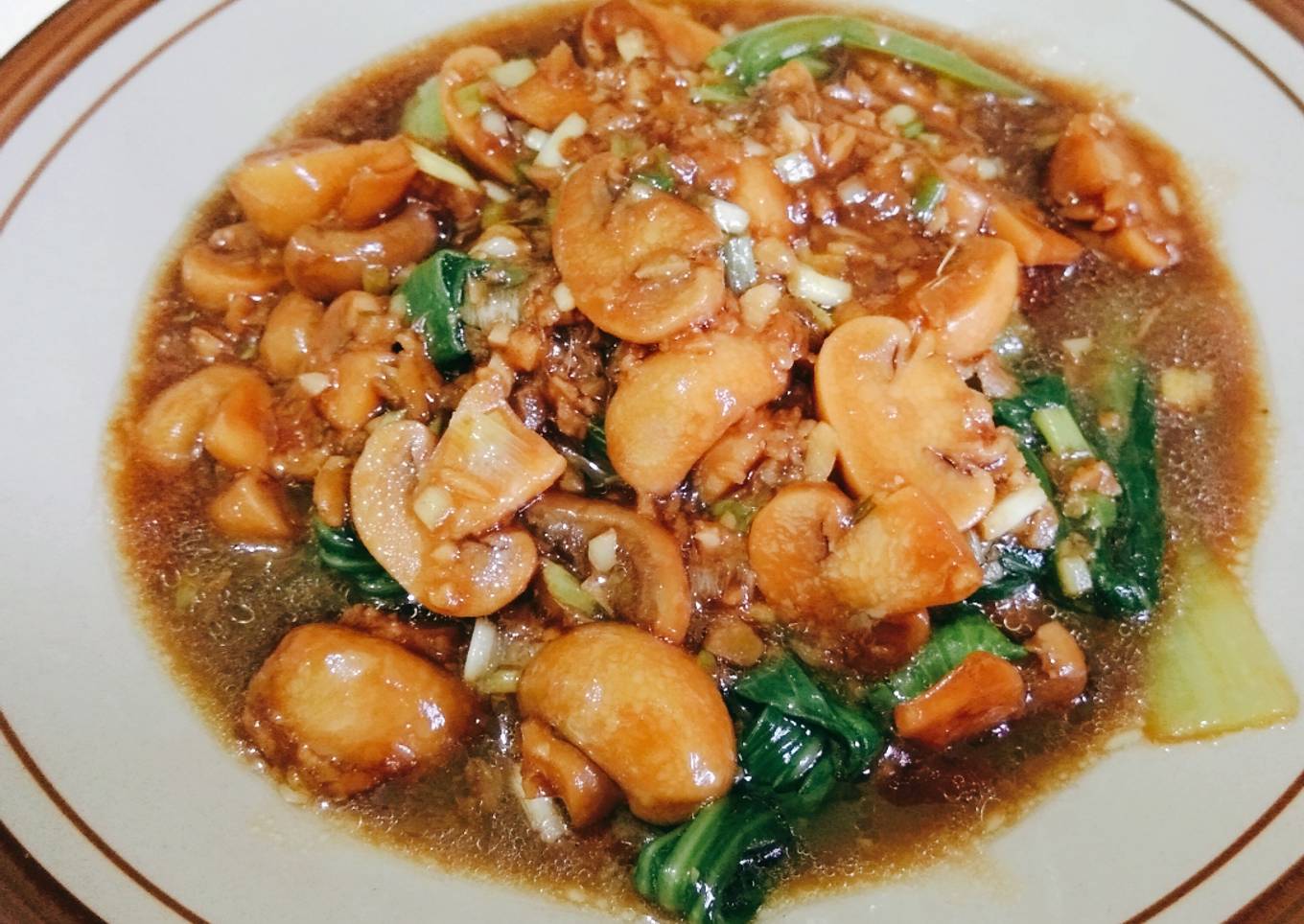 Pokcoy Jamur Saos Tiram