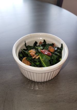 A picture of Sweet and sauteed broccoli leaves.