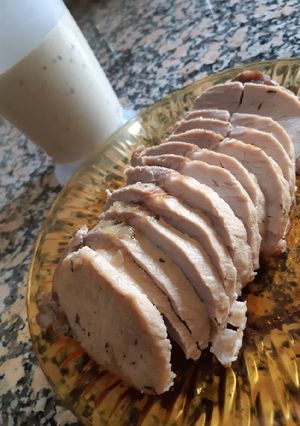 Una foto de Cinta de cerdo con salsa de ajo