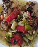 Muslitos de pollastre, especias y prebes vermells - Pollo con especias y pimientos rojos en su salsa