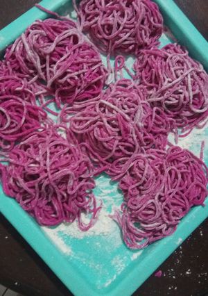 Foto resep Mie buah naga homemade