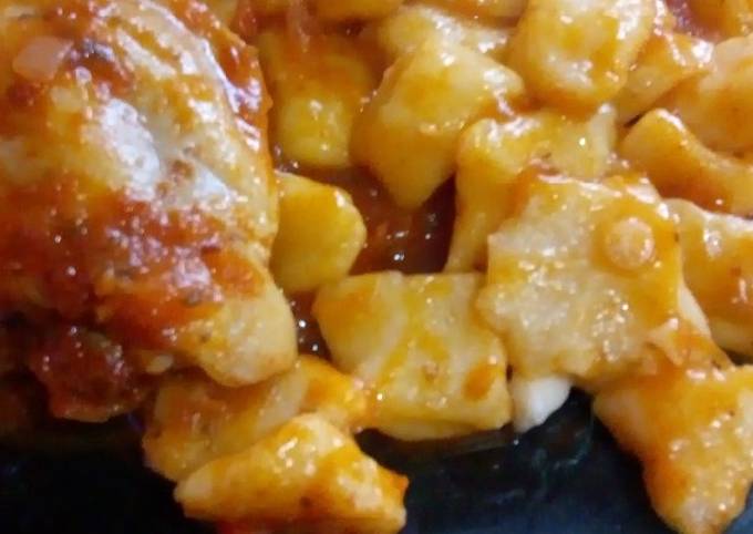 Ñoquis de papa y zapallo con Salsa de Pollo Receta de Ani- Cookpad