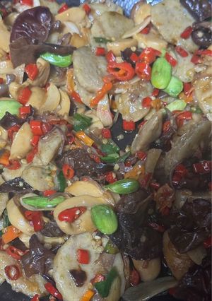 Foto resep Oseng Bakso Jamur Pete Pedas