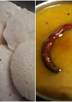 A picture of Southindian Idli &sambhar.