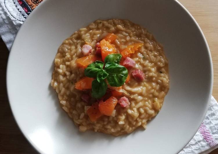 Risotto zucca e pancetta con pesto di fagiolini 🎃🥓😋