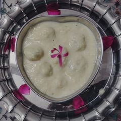 Sama ke chawal ke rice balls in rabdi A picture of Sama ke chawal ke rice balls in rabdi.