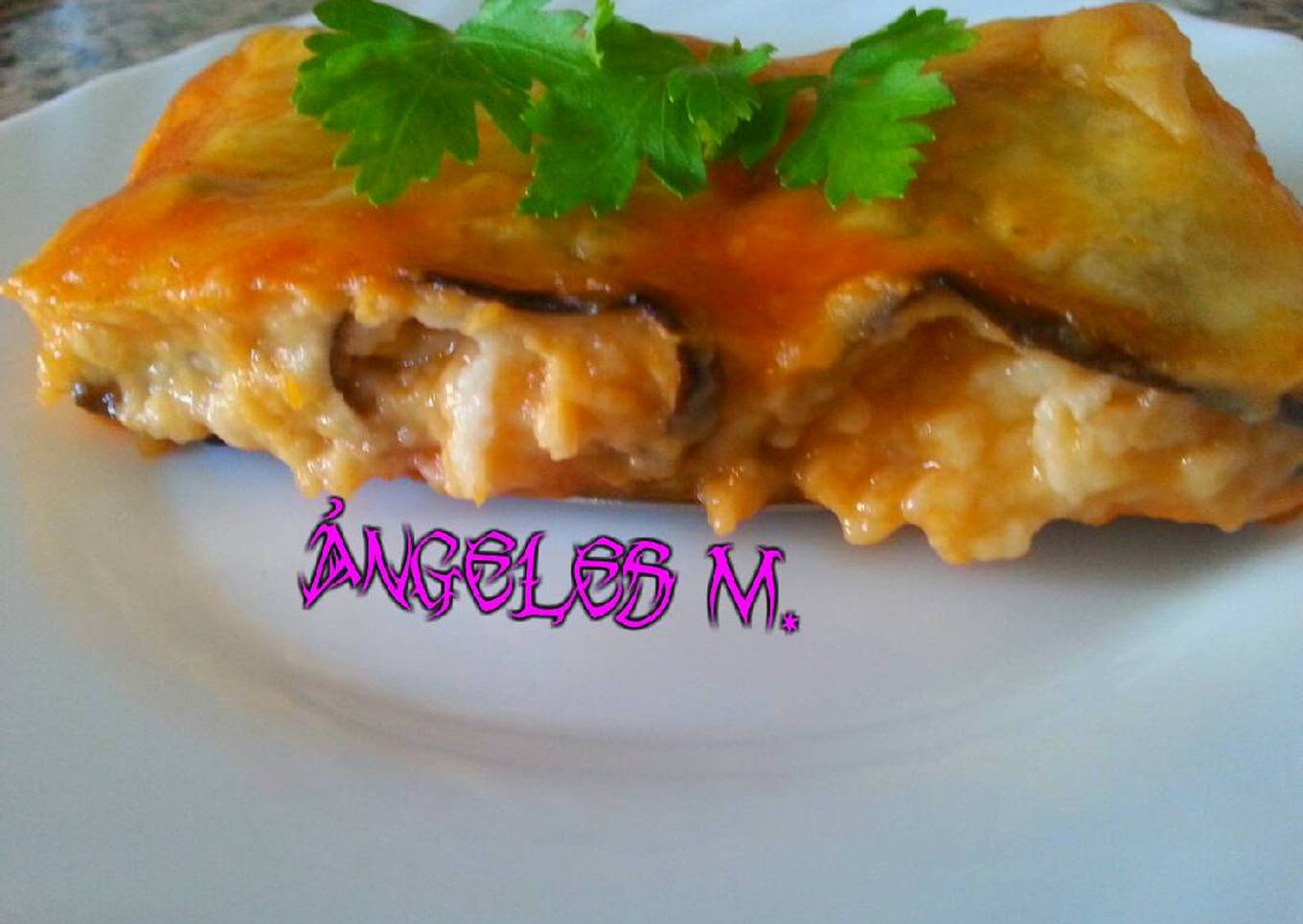 Canelones de berenjena y bacalao