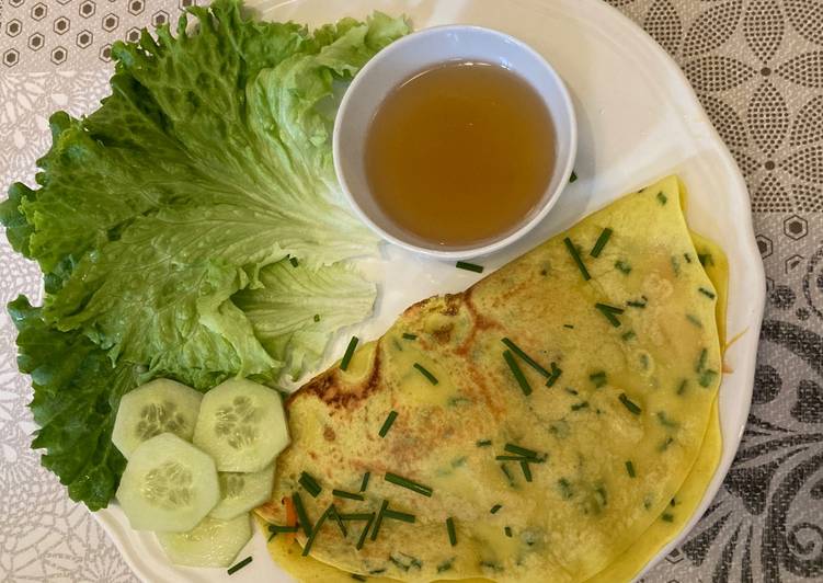 Recette Délicieux Crêpes vietnamiennes aux crevettes et légumes