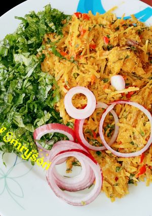 A picture of Abacha/Afrian salad.