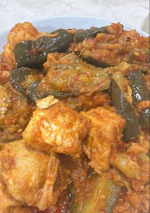 Foto resep Sambal Terung dengan Tahu Goreng dan Bunga Sedap Malam Vegan Vegetarian