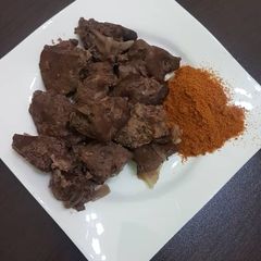 A picture of Seasoned cow liver and yaji.