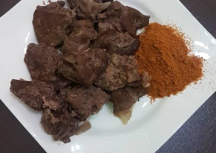 Simple Way to Prepare Ultimate Seasoned cow liver and yaji