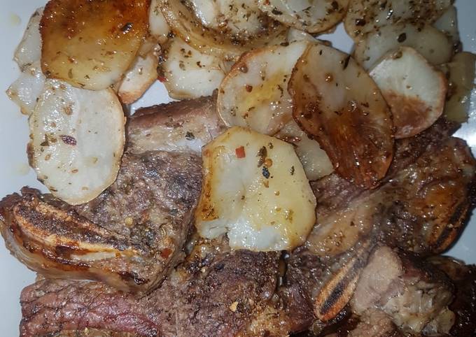 Carne al horno con papas Receta de Karen Fernández- Cookpad