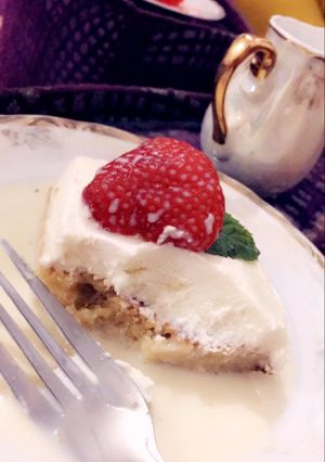 صورة لوصفة كيكة الحليب 🥛🍓