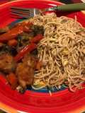 Chicken chilli with pepper fried noodles (home-made)