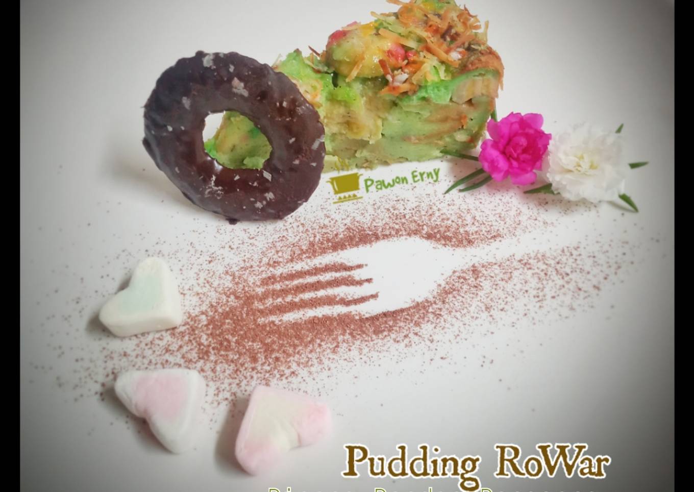 Puding Rowar Pisang Pandan (Panggang)