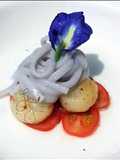 Blue Alfredo Pasta With Scallop And Tomato For 4th Of July