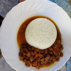 A picture of Rice and spiced beans.