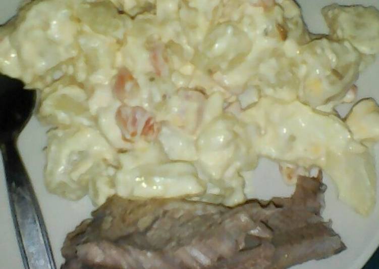 Steak with potato salad