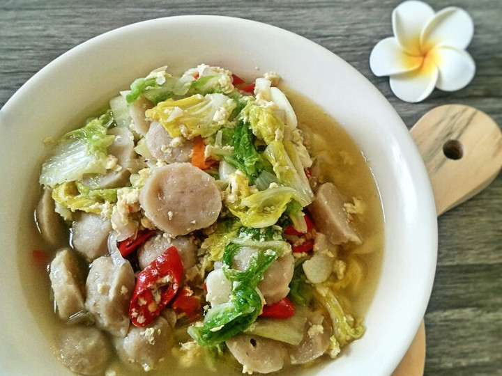 Resep Cah Sawi Putih Baso Telur Anti Gagal