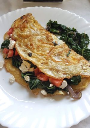 A picture of Spinach Tomato & Feta Omelette.