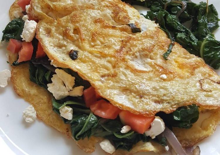 Step-by-Step Guide to Make Homemade Spinach Tomato &amp; Feta Omelette