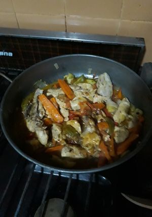 Una foto de Mis presitas de pollo al disco con verduras