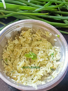 A picture of Cucumber,Mint and Lemon grass Koshimbir with Tulsi leaves.