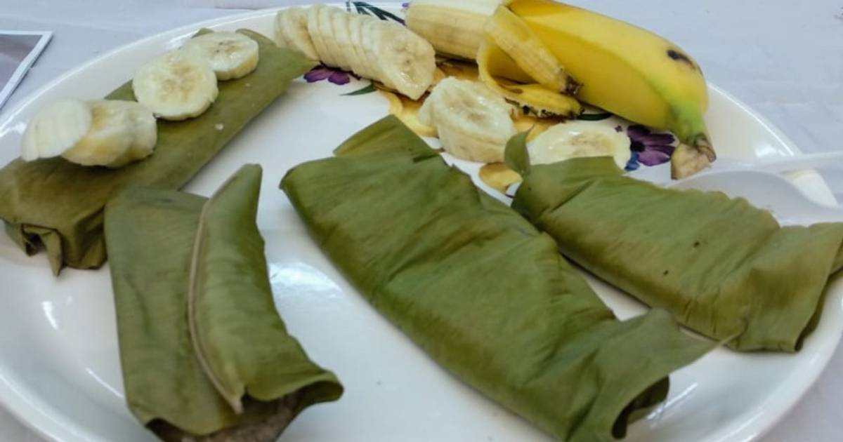 Steamed banana cake wrapped in banana leaves Recipe by Vaishali Sanjay