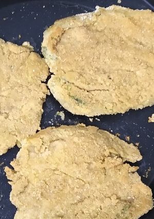 Una foto de Milanesa de berenjena Entera ahumada!! Riquísima!