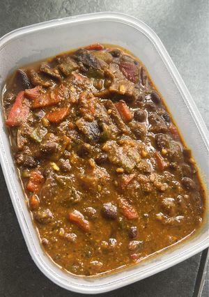 Una foto de Chili vegano