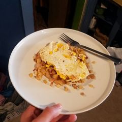 A picture of Hunters duck egg breakfast.