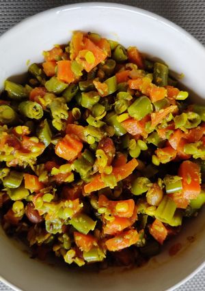 A picture of Carrot beans poriyal.