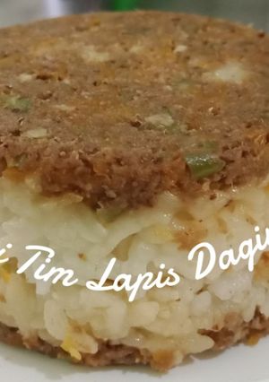 Foto resep Nasi tim lapis daging Mpasi 1y #MPASI4Bintang