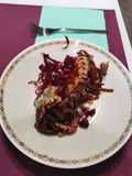Colori e sapori - tagliatella al cioccolato con radicchio speck pinoli e gorgonzola