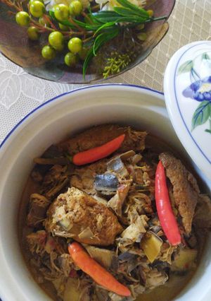 Foto resep Tahu dan Jantung Pisang Kuah Santan Pedas