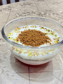 A picture of 3 Layer custard trifle.
