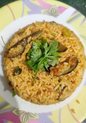 A picture of Brinjal pulao.